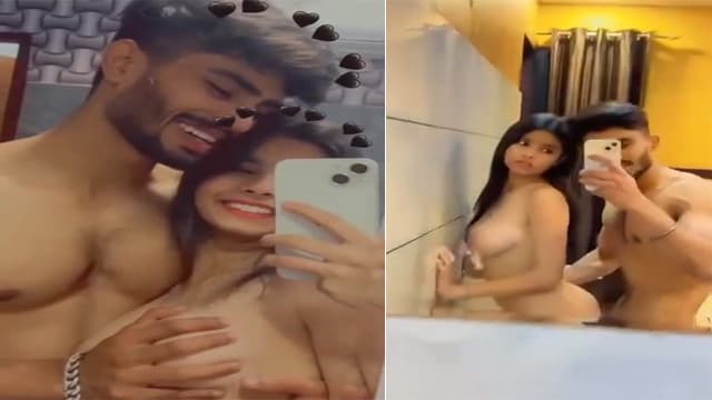 Indian Teen Couple Mirror Selfie Fucked