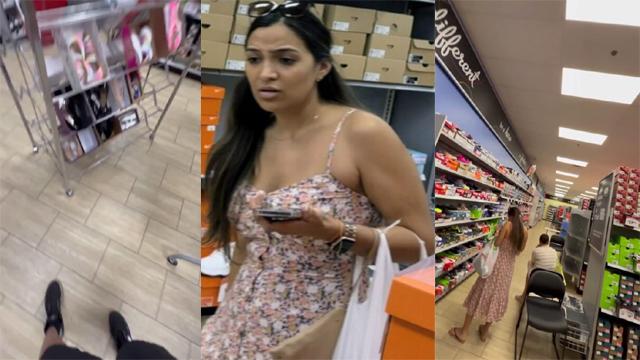 Bhabhi On Shoe Store & Market Upskirt Secretly Recorded